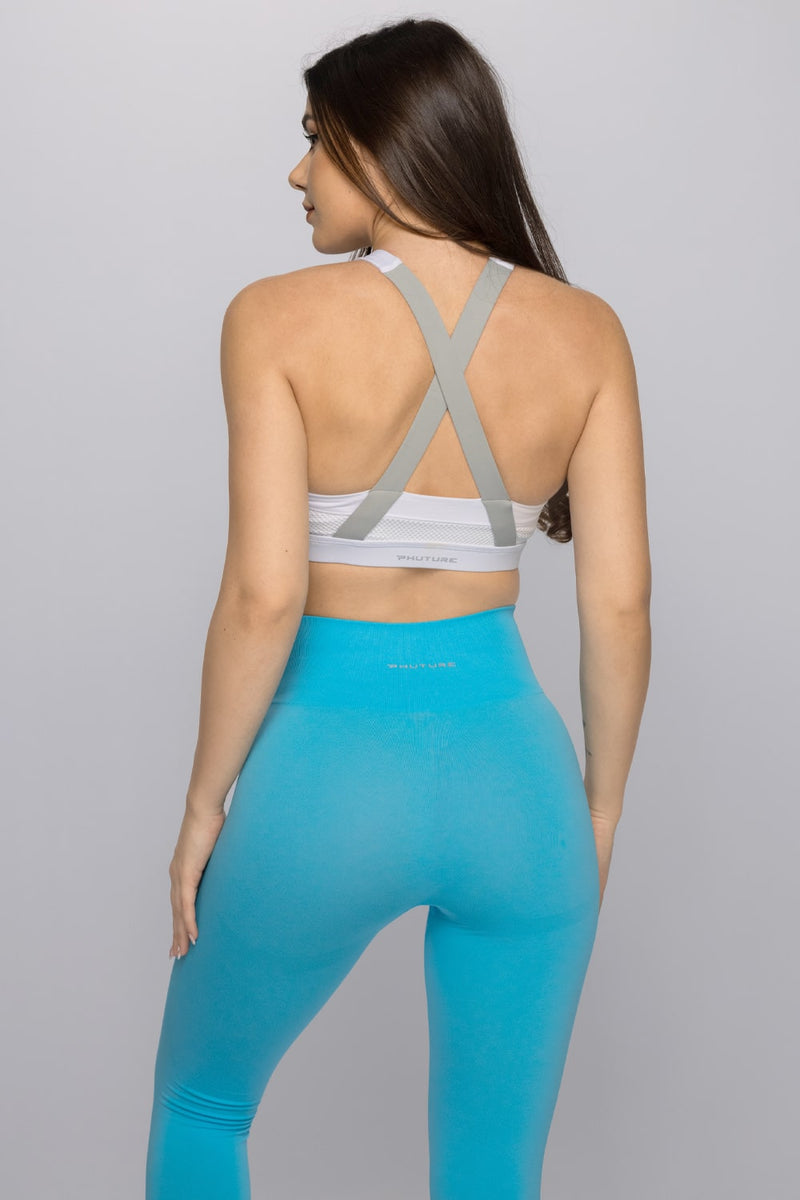 Legging De Sport Vaara Flo - Bleu Céleste Et Blanc - Taille M (175) - Neuf Avec étiquettes
