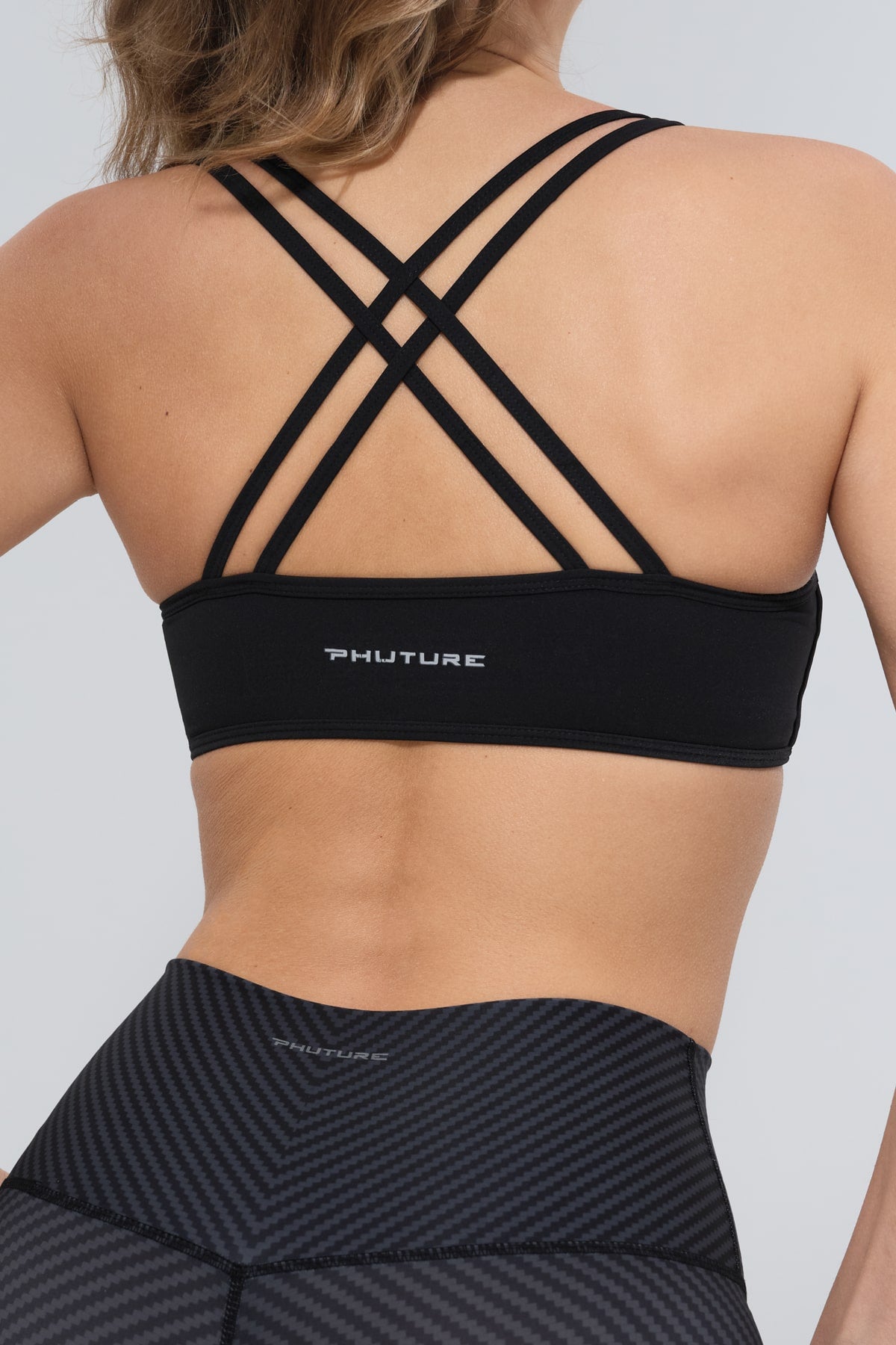 Luxana Double Cross Strap Sports Bra - Midnight Black
