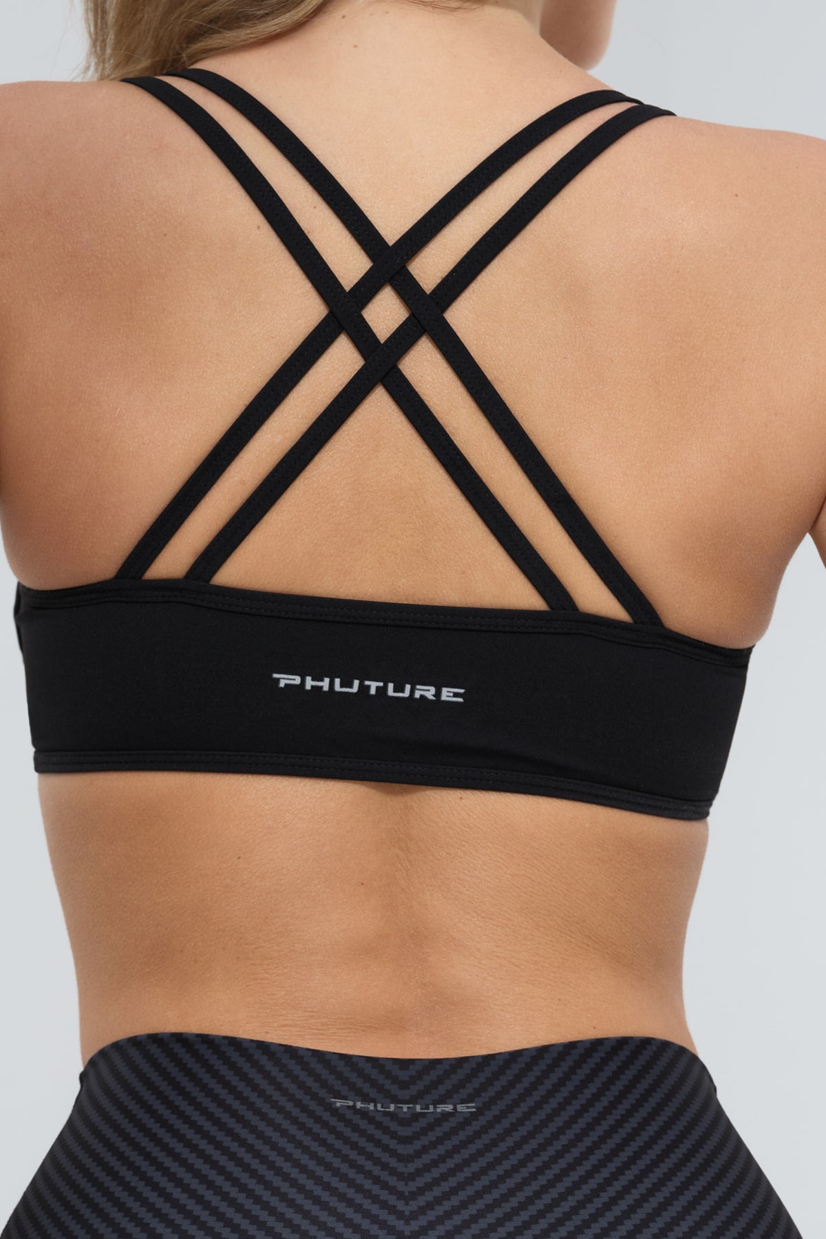 Luxana Double Cross Strap Sports Bra - Midnight Black