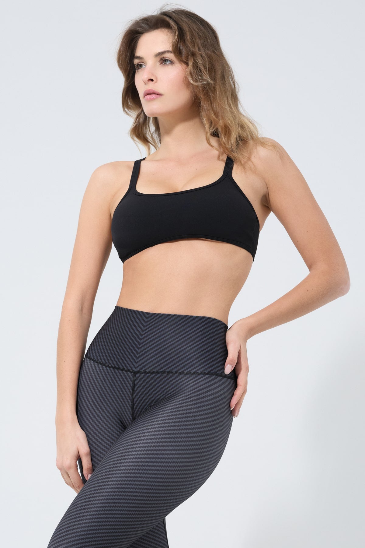 Luxana Double Cross Strap Sports Bra - Midnight Black