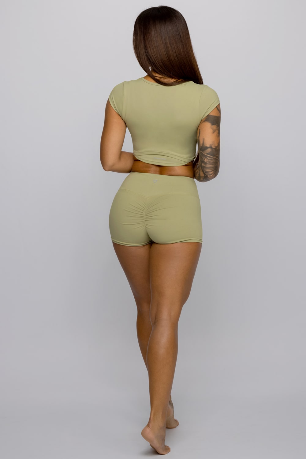 Nikari Crop Top-Shorts Set - Sage Green