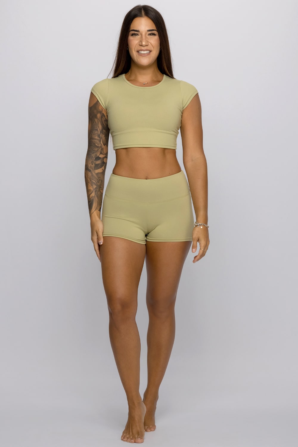 Nikari Crop Top-Shorts Set - Sage Green