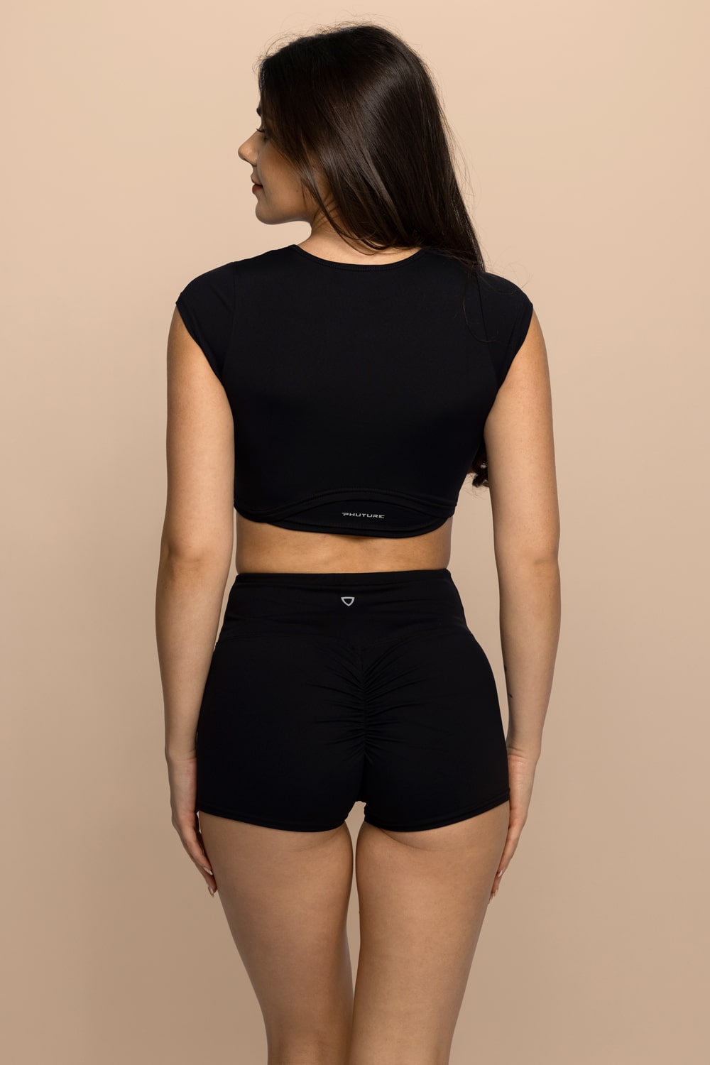 Nikari Crop Top-Shorts Set - Black
